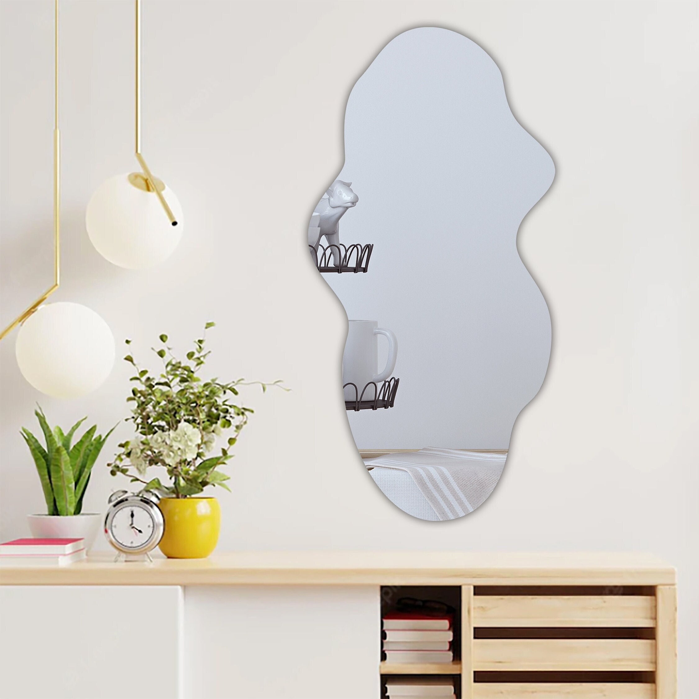 Unique Aesthetic Mirror Decor, Asymetrical Wavy Mirror, Home Mirror, Bathroom Mirror, Living ...