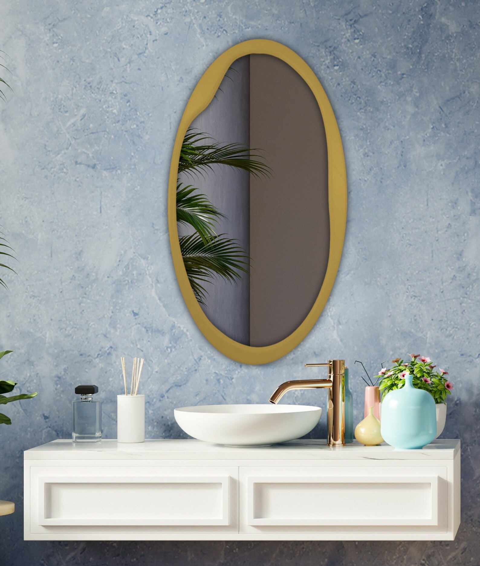 Oval Mirror for Wall, Oval Wall Mirror, Wall Decor Boho Mirror, Home ...