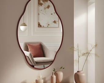 Curved Wall Mirror Wavy Mirror Curvy Mirror Scalloped Mirror Designer Mirror Aesthetic Wall Decor Bathroom Mirror Asymmetrical Mirror