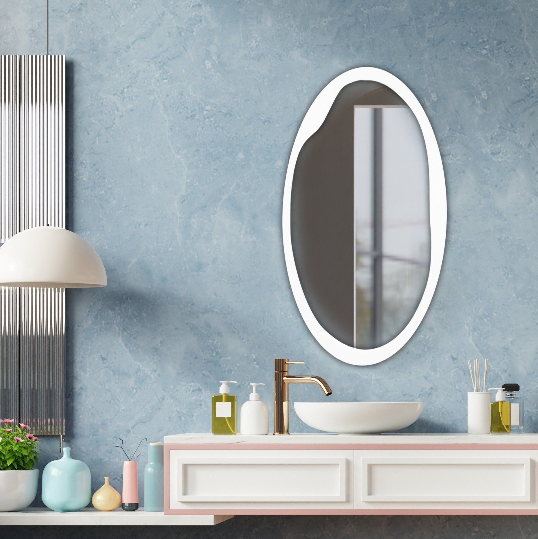 Oval Mirror, Oval Home Decor, Modern Wall Mirror, Bathroom Mirror, Oval ...