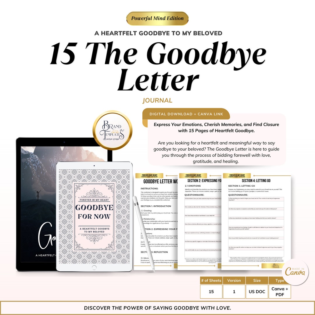 Goodbye Letters Handwritten 15-pages the Goodbye Letter: A Heartfelt Goodbye to My Beloved Canva ...