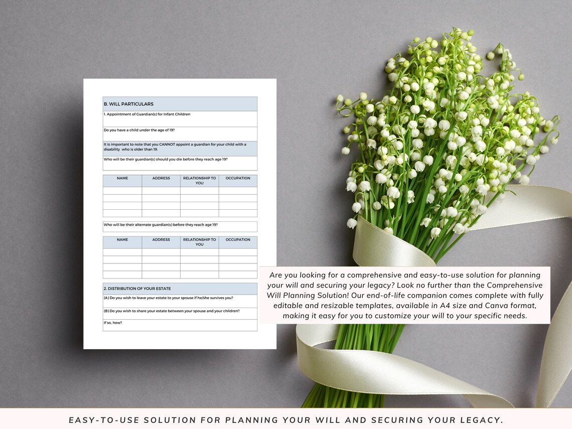11 Will Planning Worksheets Editable Template and Printable PDF - Etsy