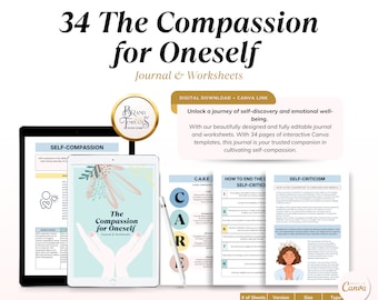 Self-Compassion Journal & Worksheets - Transformative Tool for Self-Compassion, Self-Kindness, Personal Growth