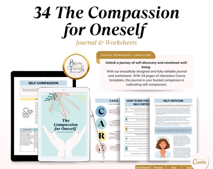 Self Compassion Handout.pdf Printable Self-compassion Worksheet | Self-love Journal | Printable ...