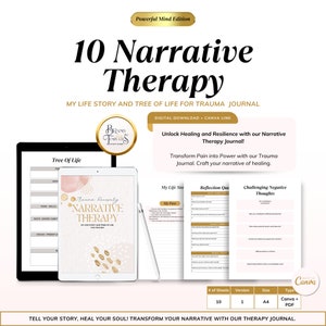 Narrative Therapy Journal Templates - 10 Editable Pages , Tree of Life, Gratitude, and Self-Esteem Exercises