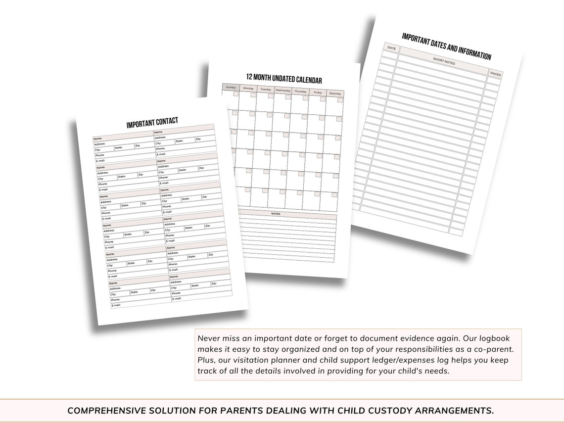 Child Custody Journal: the Essential Log Book for Keeping Accurate ...