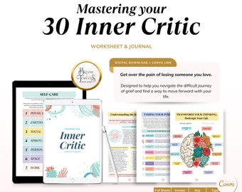Inner Critic Workbook: Self-Esteem Journal (Canva Editable)