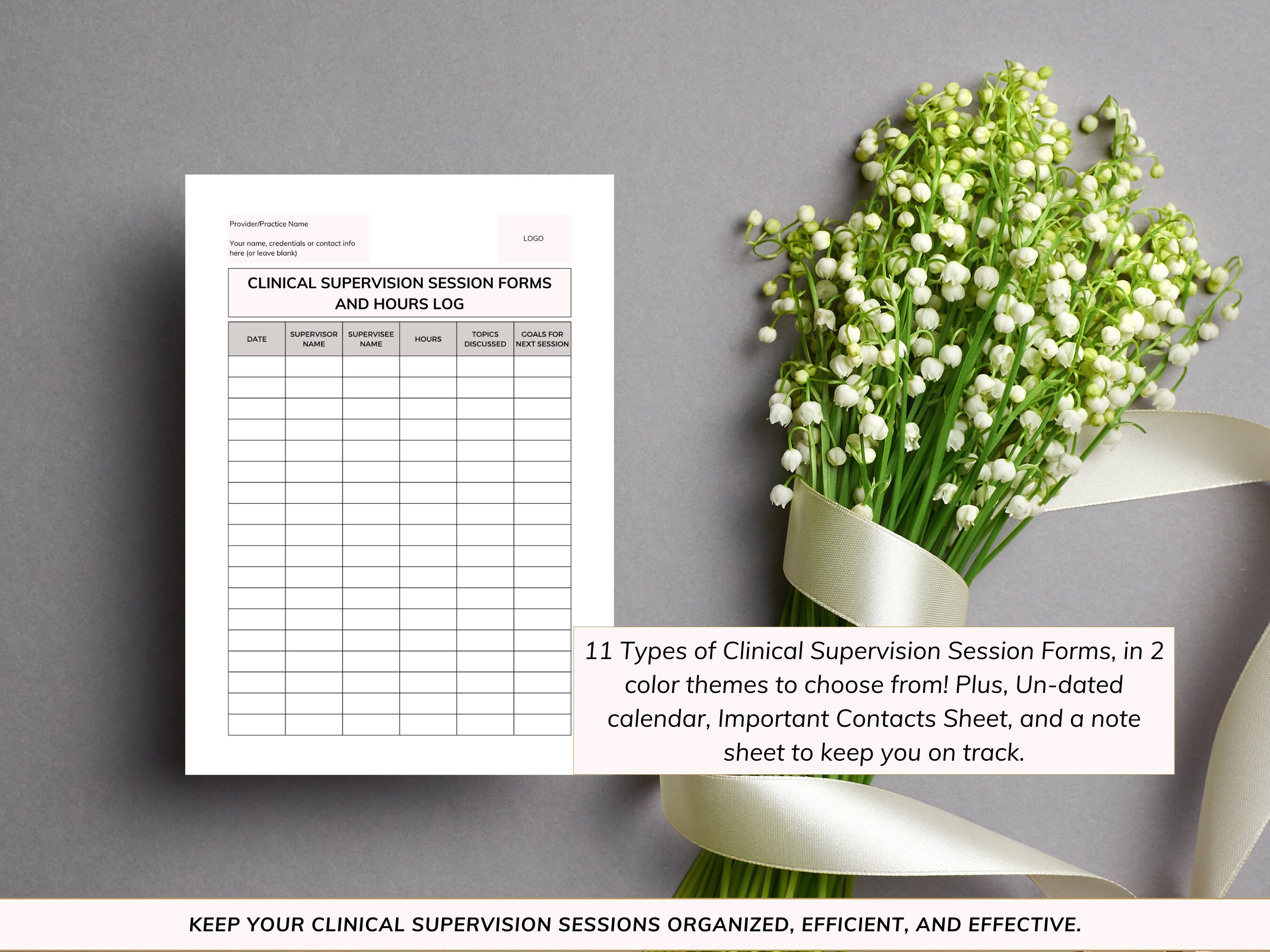 Clinical Supervision Session Forms and Hours Log - Editable Canva ...