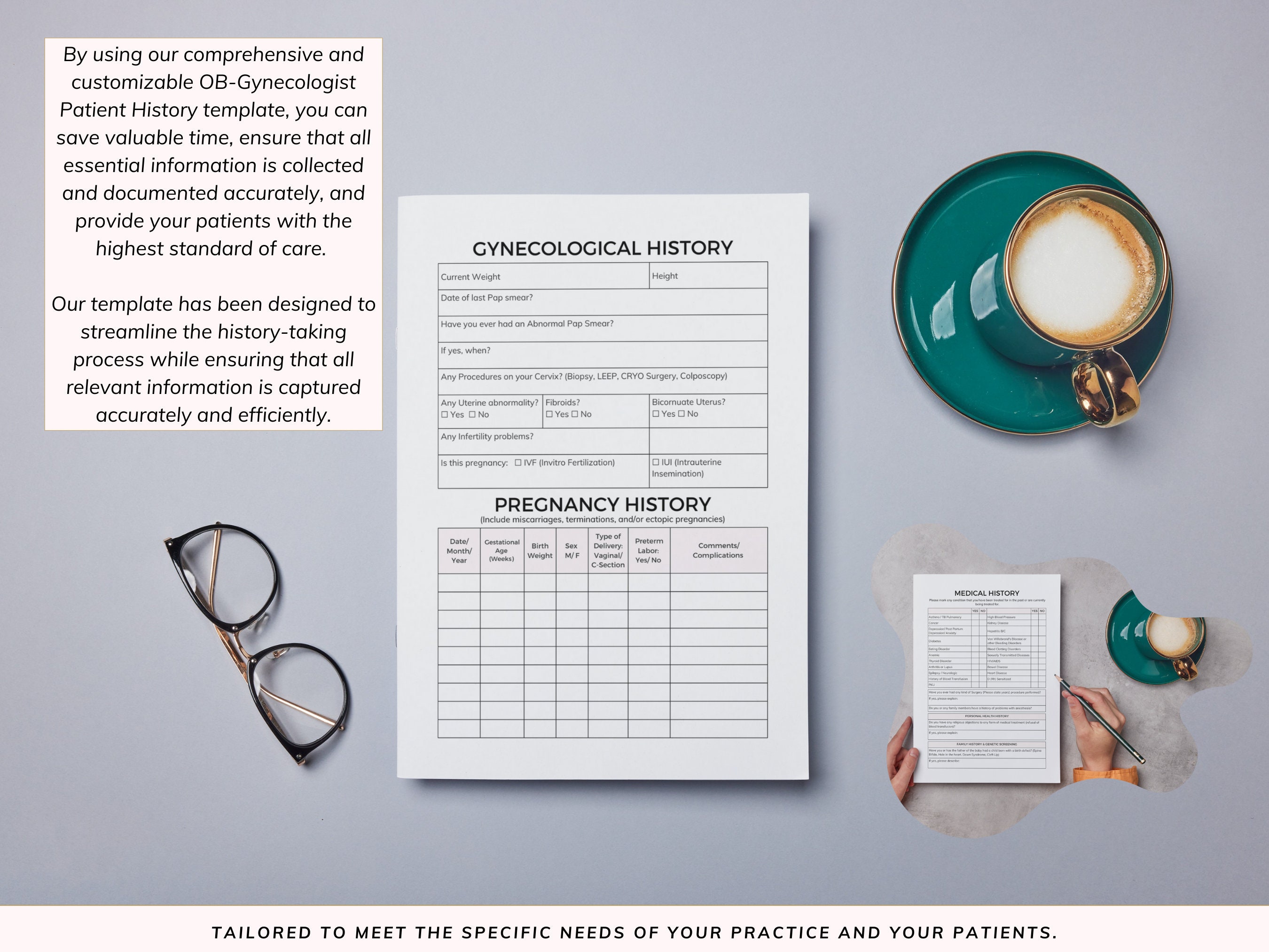 Ob Lab Template OB Gynecologist Patient Worksheet Comprehensive Patient History Form ...