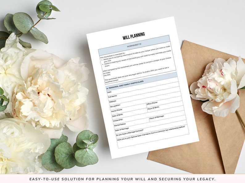 11 Will Planning Worksheets Editable Template and Printable PDF - Etsy