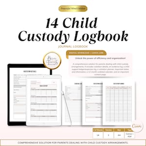 Child Custody Journal: The Essential Log Book for Keeping Accurate Records during Your Custody Battle - Editable Template And Printable PDF