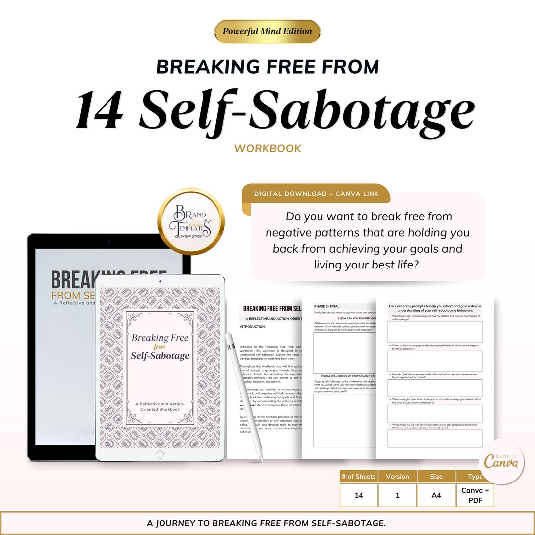 Breaking Free From Self-sabotage Worksheets: 14 Templates and Printable
