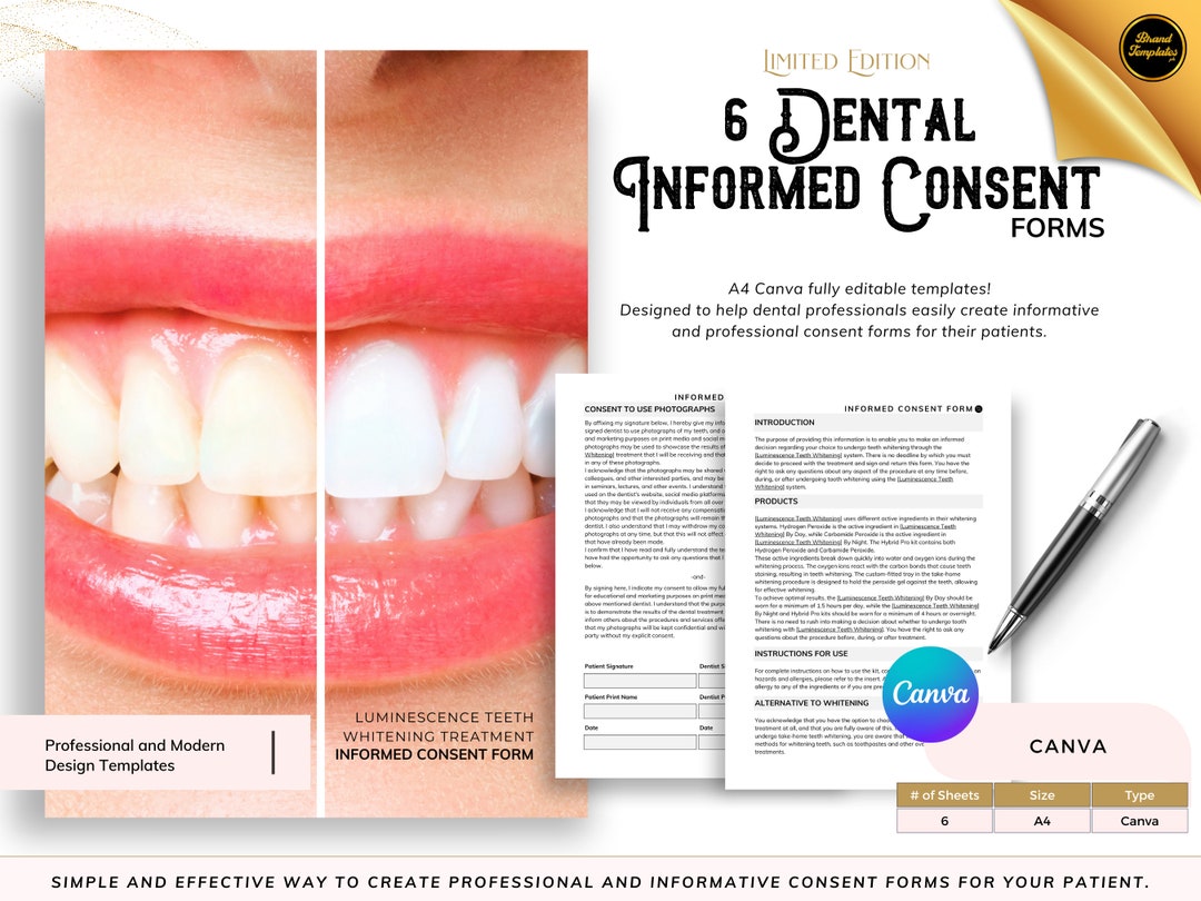 Editable Tooth Whitening Consent Form Template and Printable Etsy UK