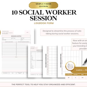 Social Worker Session Notes Notebook - Editable Template and Printable PDF for Therapy Sessions and Counseling Sessions