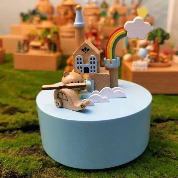 Kreatives Geschenk Geburtstagsgeschenk Spieluhr Regenbogen Flugzeug Holz Handwerk Kinder Geschenk Dekoration Personalisierte Handwerk Geschenke