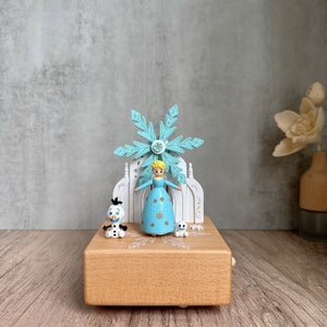 Regalo creativo, regalo de cumpleaños, caja de música, princesa, muñeco de nieve, copo de nieve, artesanías de madera, regalo para niños, decoración del hogar, regalos artesanales personalizados
