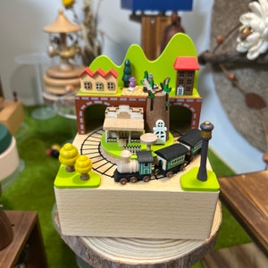 Creative Gift birthday present Music Box country train autumn train Spirited Away BeechClockwork  Wooden Crafts Children Gift HomeDecoration