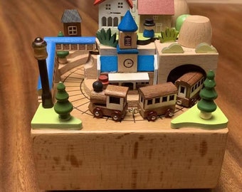New Year's gift Creative Gift birthday present Music Box  country train wooden Music Box Crafts handmade Gift Home Decoration Gifts for Her