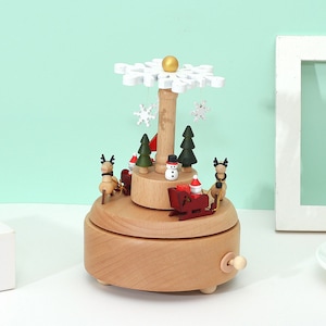 Creative Gift present Music Box snowflake  snowman Christmas elk Christmas gift   Music Box Wooden Crafts Children Gift  Home Decoration