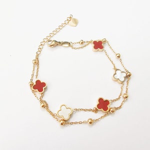 Four-leaf clover bracelet double-layer fashion titanium steel  rose gold non-fading  all-match little fairy Girlfriend Bracelet gift