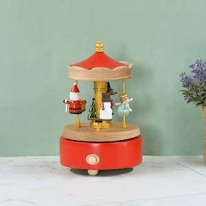 Creative Gift birthday present Christmas gift Merry Christmas Music Box Red lift christmas angel Wooden Crafts Children Gift Home Decoration