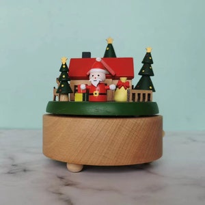 Creative Gift birthday present Music Box Merry Christmas gift   snowman house  Music Box Wooden Crafts Children Gift  Home Decoration