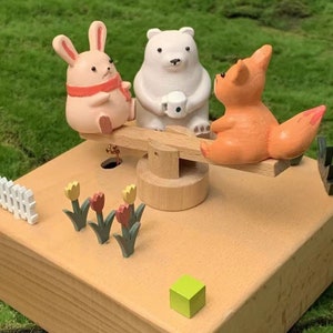 Creative Gift birthday present Music Box animal seesaw  Wooden Crafts Children Gift  Home Decoration Personalized craft gifts