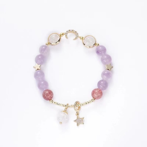 Star Moon Bracelet Batu Crystal Bracelet Lavender Purple Crystal Bracelet Girlfriend Gift DIY gift mother gift