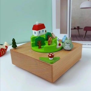Creative Gift birthday present Music Box chinchilla family  Wooden Crafts Children Gift  Home Decoration Personalized craft gifts