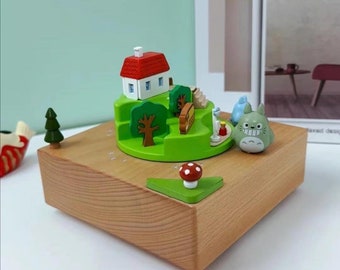 Creative Gift birthday present Music Box chinchilla family  Wooden Crafts Children Gift  Home Decoration Personalized craft gifts
