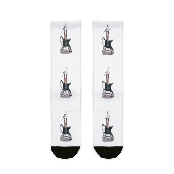 Abstract Rock Crew Socks | Music Instrument Pattern
