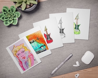 AbstractArtMom Original  Multi-Design Greeting Cards (5-Pack)- Retro Series