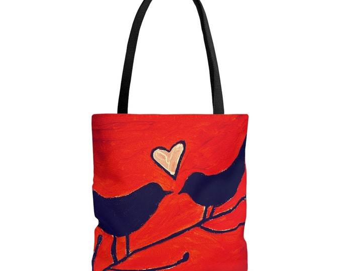 Featured listing image: Love Birds Series (Red - 2023) AOP Tote Bag