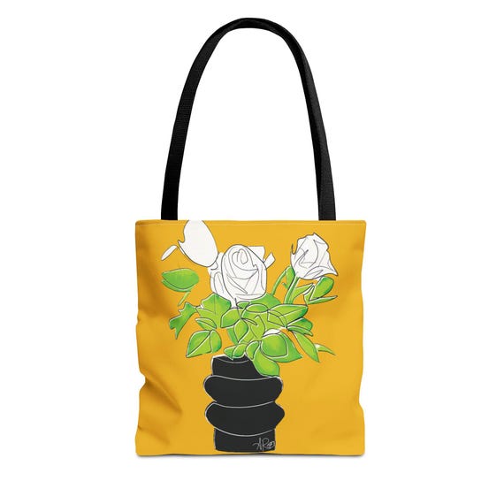 Mom's Roses - Chic Floral Tote Bag, Garden Tote, Flower Art Design, Shopping Bag, Reusable Grocery Bag, Beach Tote