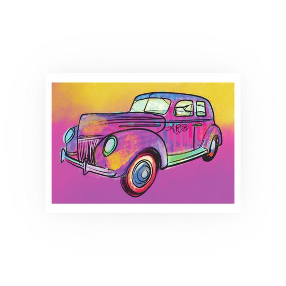 Pink Lady Vintage Car Fine Art Posters