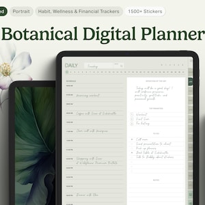 Undated Digital Planner for Goodnotes iPad PDF | Daily, Weekly, Monthly Yearly Planning | Goodnotes Template | Track Habits, Finance, Health