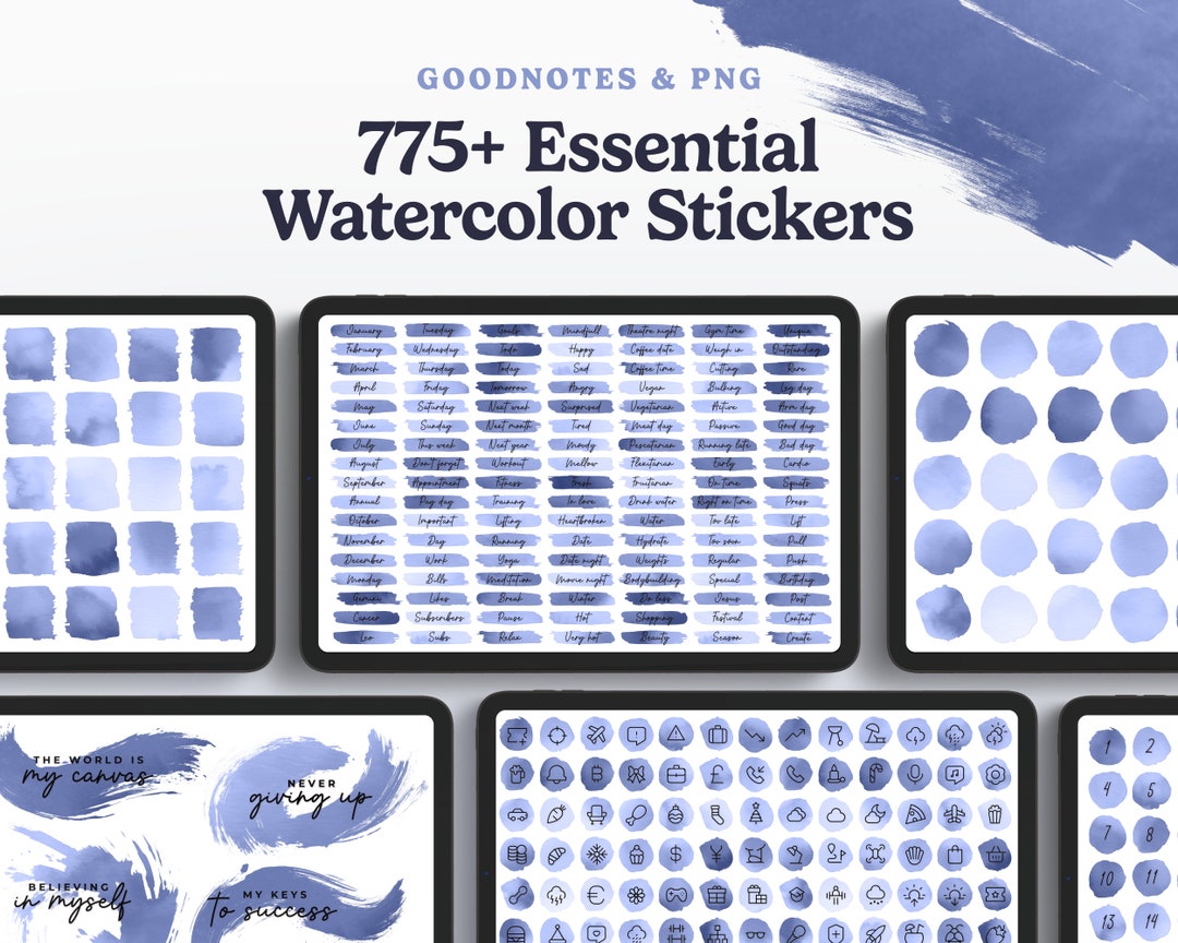 775+ Watercolor Digital Stickers for Goodnotes and Digital Planners ...