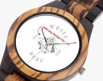 Custom Wood Watch, Personalized Watch with art. Groomsmen Watch,Mens Watch,Boyfriend Gift,Gift for Dad. Wooden Custom Watch Gift