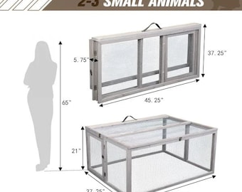 Folding Rabbit Cage House- Indoor and Outdoor Use. Chicken Coop - Rabbit Pen -Duck Pen - Animal Cage - Guinea Chick Run; Outdoor Bunny Cage