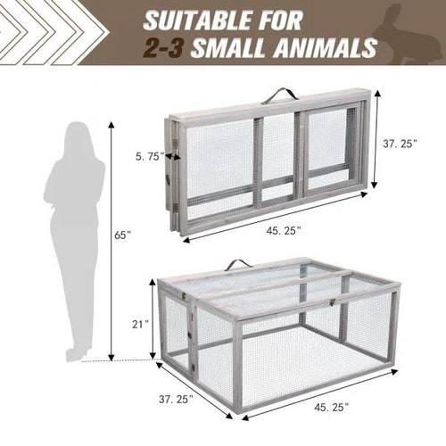 Folding Rabbit Cage House- Indoor and Outdoor Use. Chicken Coop - Rabbit Pen -Duck Pen - Animal Cage - Guinea Chick Run; Outdoor Bunny Cage