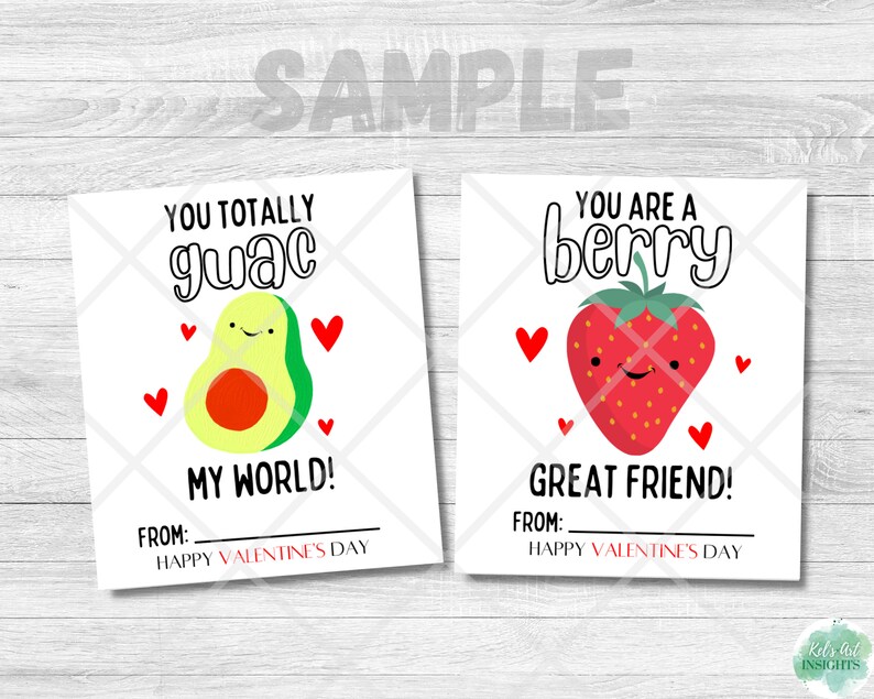Printable Fruit Valentines Cards School Valentine Card for - Etsy
