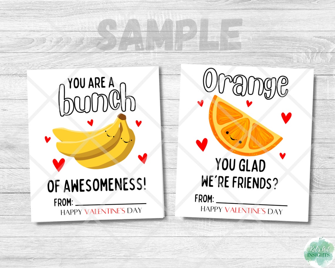 Printable Fruit Valentines Cards School Valentine Card for - Etsy