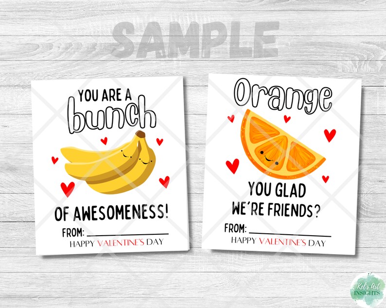 Printable Fruit Valentines Cards School Valentine Card for Etsy