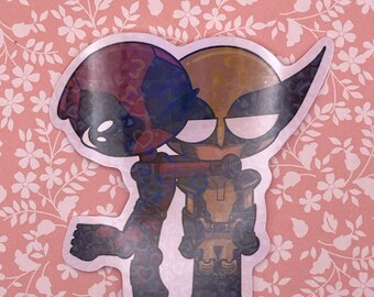 Pegatina de fan art de Deadpool y Wolverine