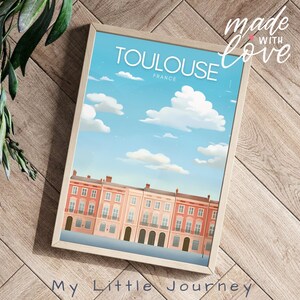 Affiche TOULOUSE, Poster ville France, La ville Rose, Poster Toulouse, Décoration Minimaliste, Affiche Cadeau Couple