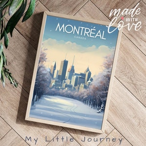 MONTREAL Poster, Canada Travel Poster, Montréal City print, Quebec Wall Art, City Skyline, Winter Decor, Moving abroad gift, godparent gift