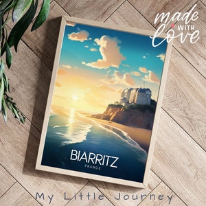 Impresión de BIARRITZ / Arte mural de BIARRITZ / Impresión de viaje a Francia / Póster de viaje al sur de Francia / Impresión física