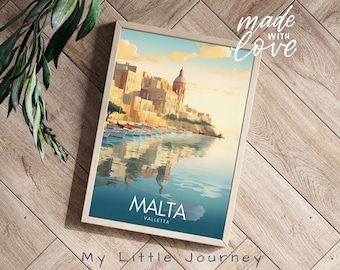 Póster de viaje de Malta, arte mural costero de La Valeta, pintura de Malta, decoración navideña, impresiones urbanas, regalos de viaje