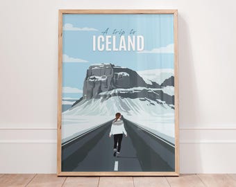 Mount Lómagnúpur Poster – Iceland Landscape Illustration, Nordic Nature Wall Art