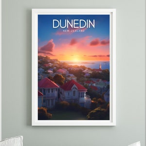 DUNEDIN Poster | New Zealand Wall Art Print | New Zealand Travel Print | New Zealand Travel Gift - Digital Download